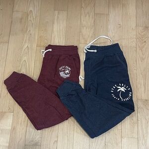 Casual Palm Print Joggers - Maroon and Navy